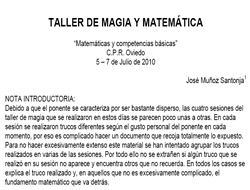 Taller de magia y Matemáticas