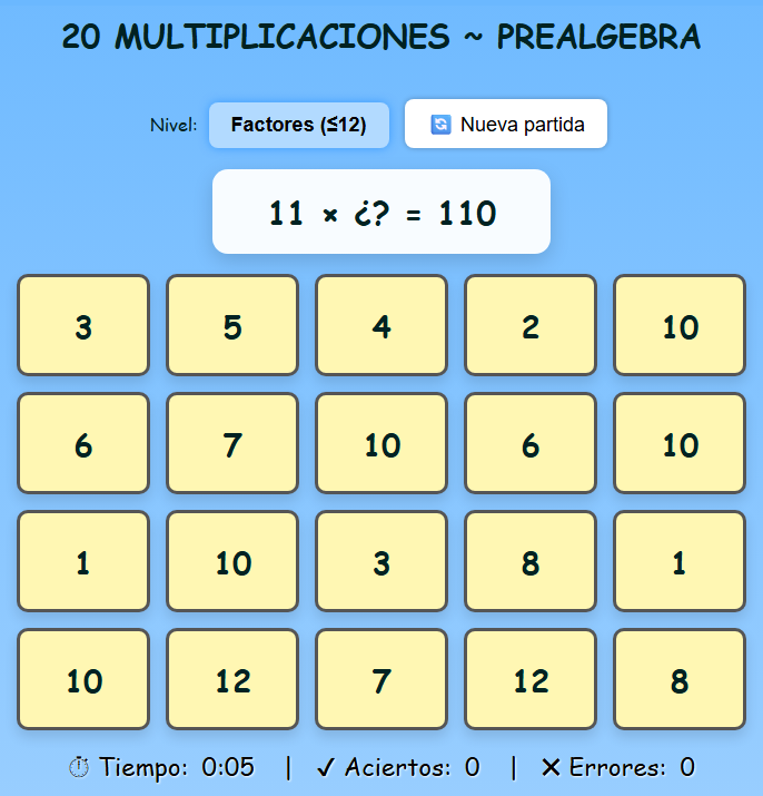 Multiplicaciones ~ preálgebra