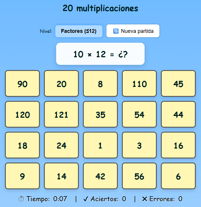 Multiplicaciones ~ resultados