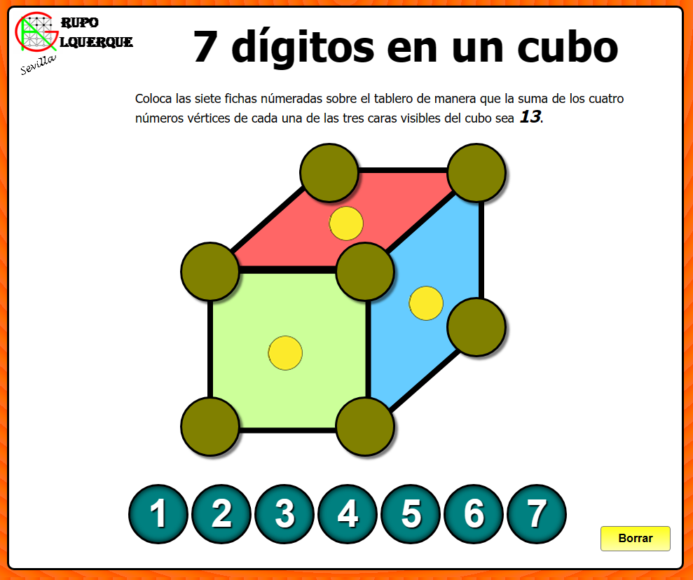 7 d&iacute;gitos en un cubo